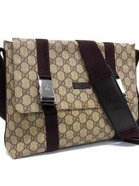 Gucci GG Supreme Web Canvas Sherry Messenger Bag Monogram Flap Tote